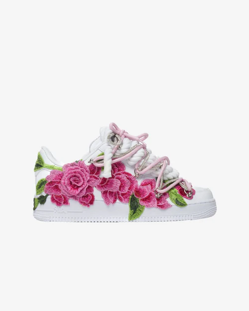 Nike Air Force 1 Personalizzate con Lacci Rosa