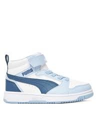 Scarpe Puma Rebound V6 Mid Bianco Azzurro per Bambini
