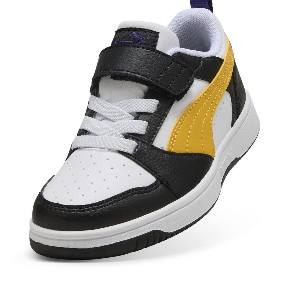 Scarpe Puma Rebound Low V6 per Bambini - Bianco, Giallo e Ne